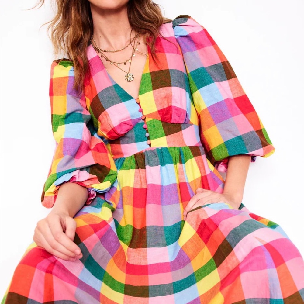 Boden Multicolor Plaid Maxi Dress